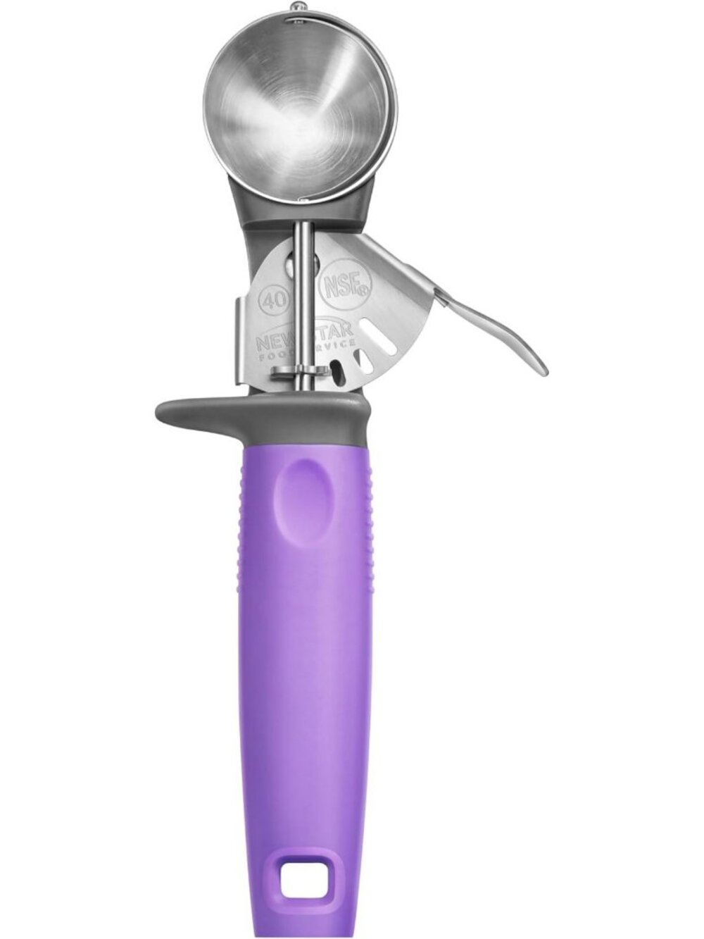 Commercial-Grade Ice Cream Scoop & Food Disher - #40, Stainless Steel, Purple